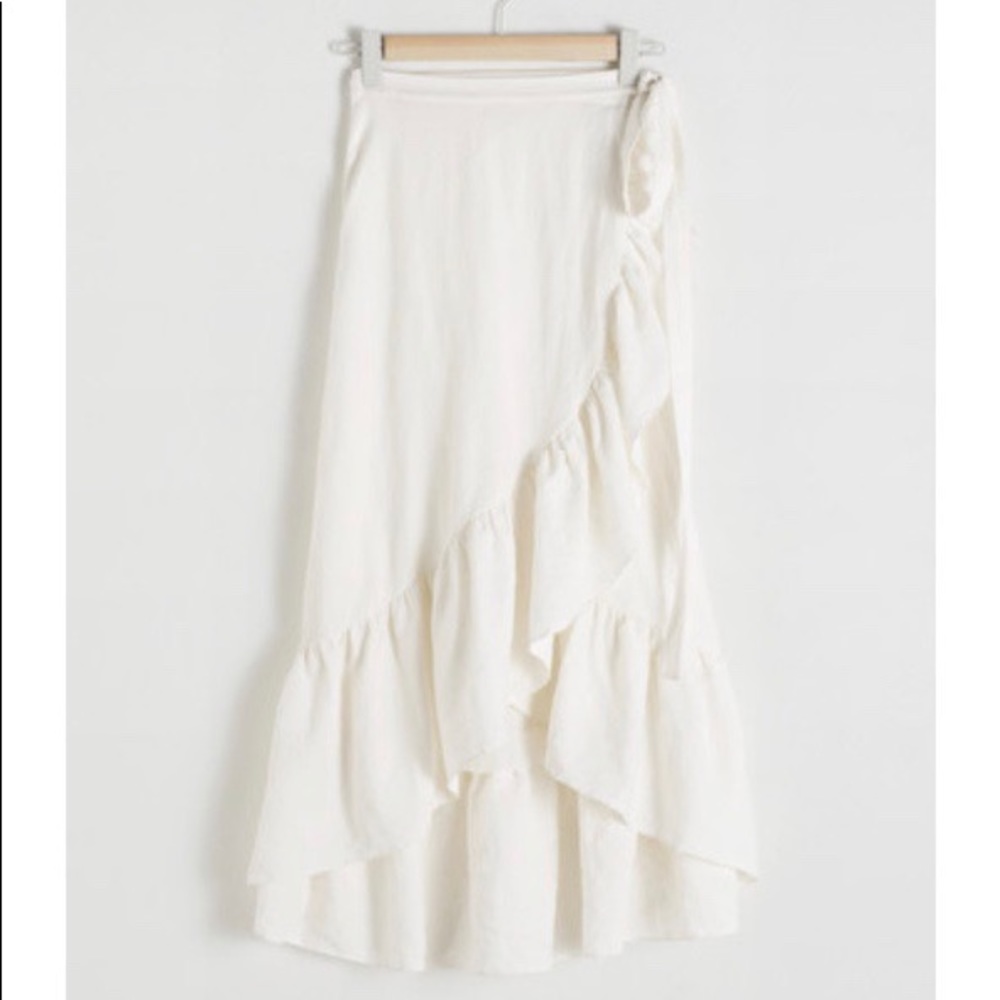 &other stories ruffled linen skirt